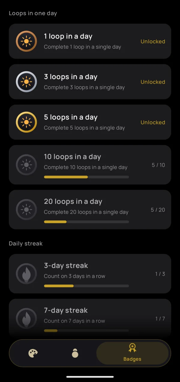 Digital Tasbih achievements and badges